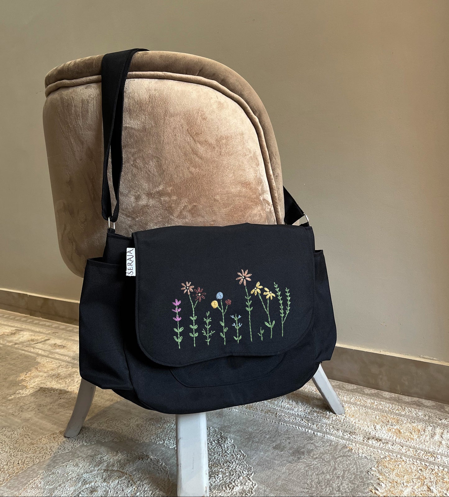handmade embroidery crossbody bag