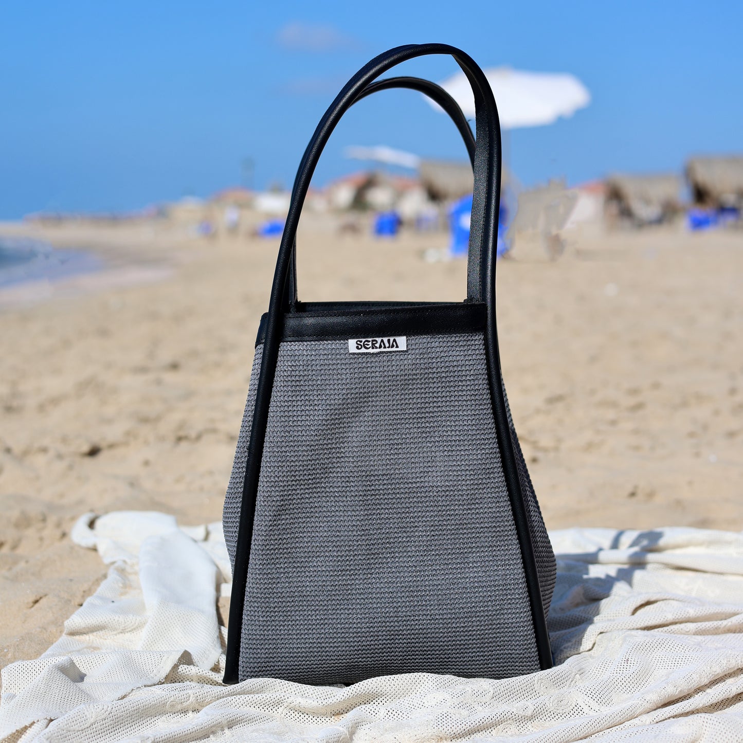 grey beach bag